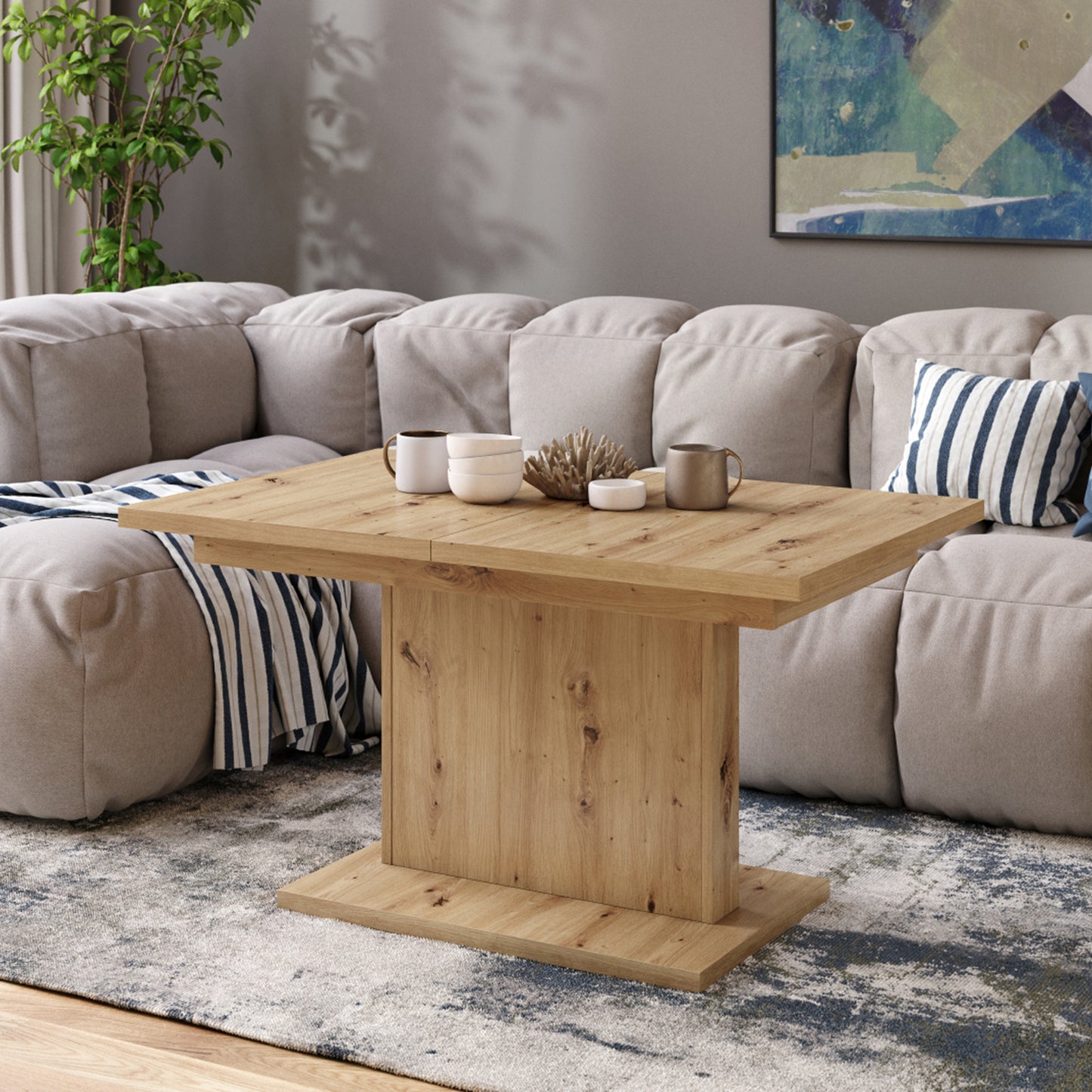 Astrid Mini - 2 in 1 Extending Coffee / Dining Table - Artisan Oak