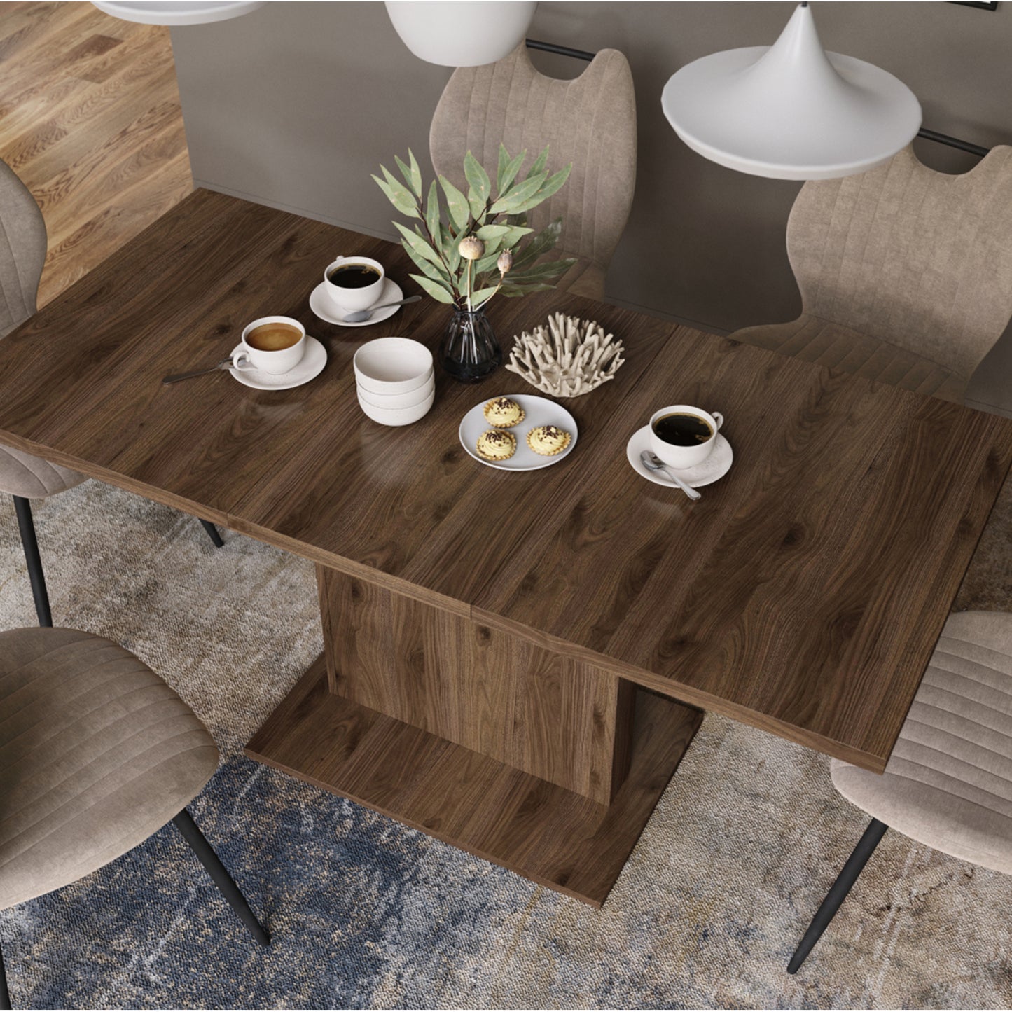 Astrid Mini - 2 in 1 Extending Coffee / Dining Table - Elegant Walnut