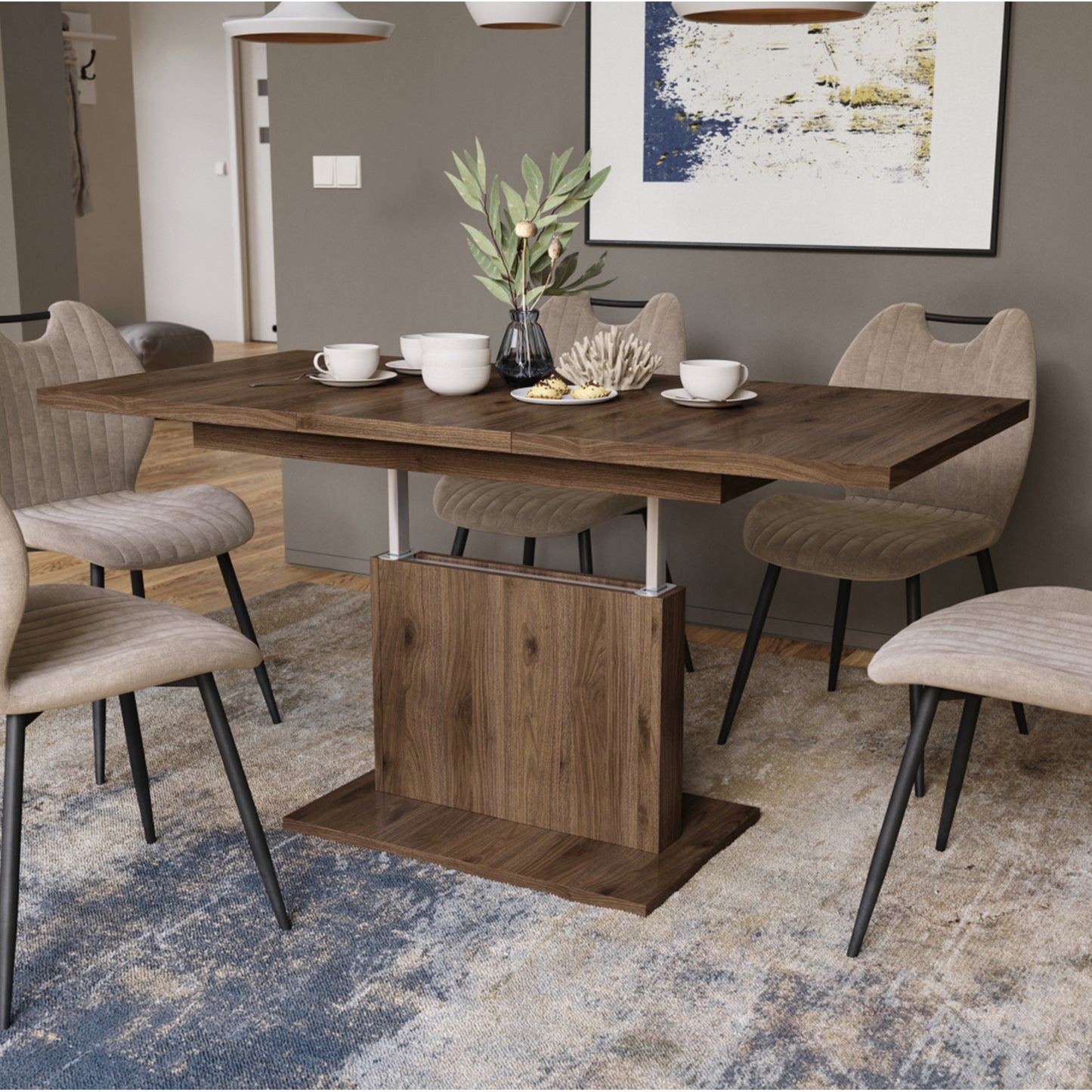 Astrid Mini - 2 in 1 Extending Coffee / Dining Table - Elegant Walnut