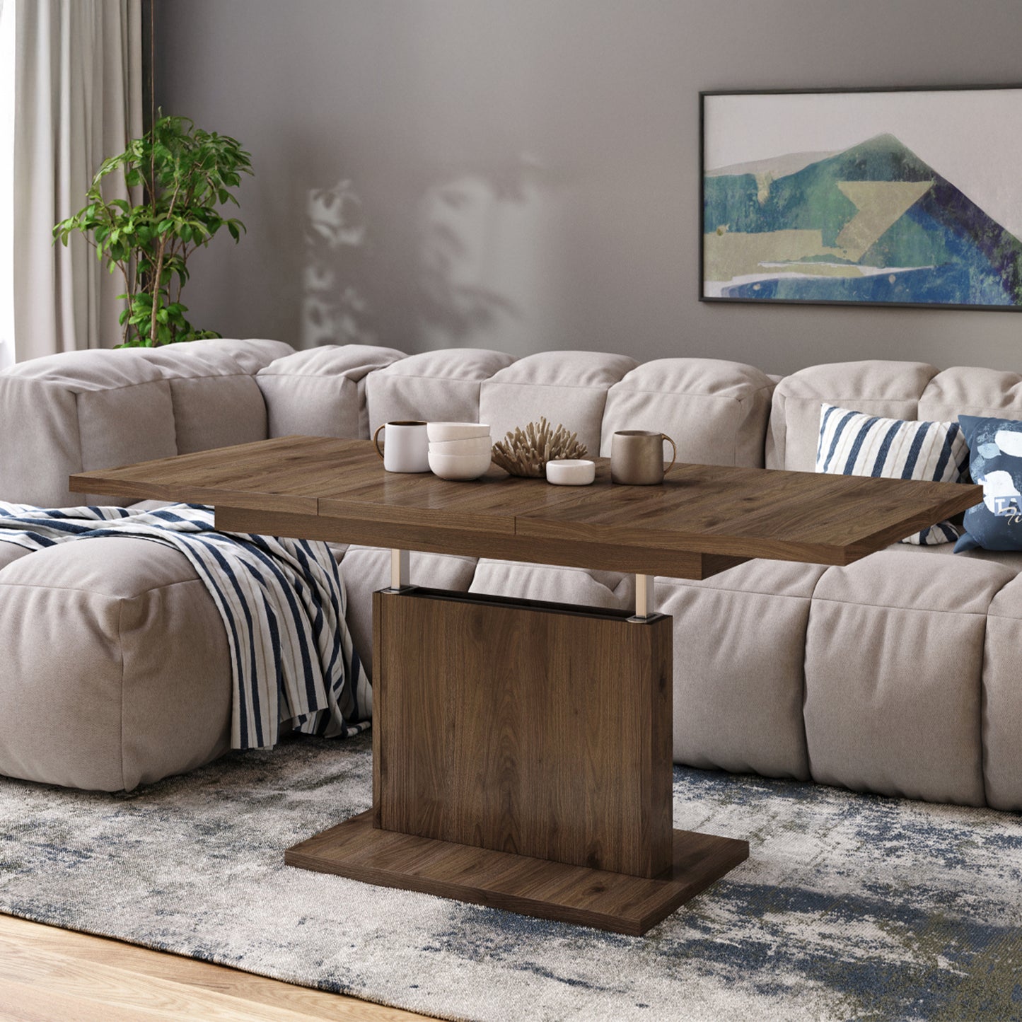 Astrid Mini - 2 in 1 Extending Coffee / Dining Table - Elegant Walnut