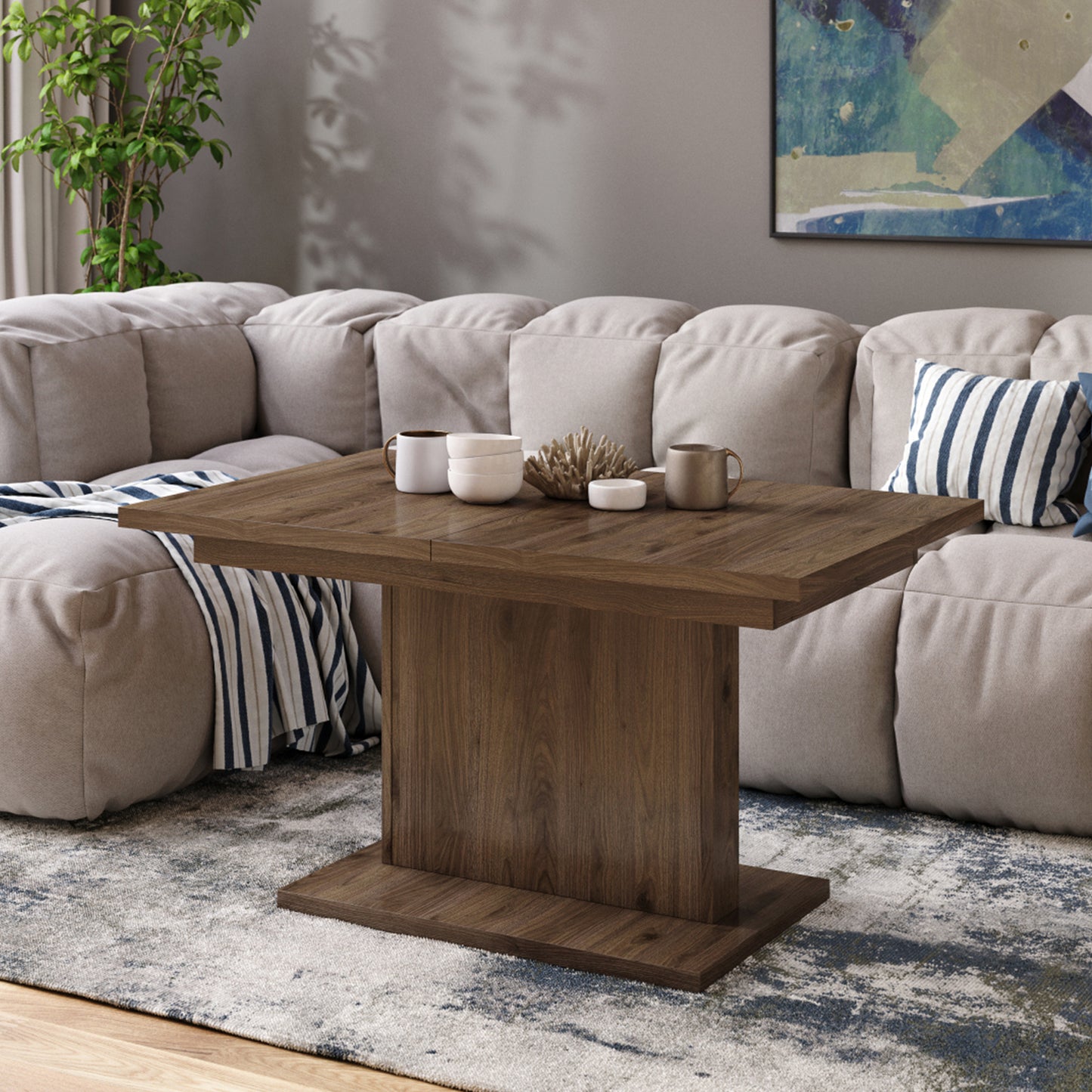 Astrid Mini - 2 in 1 Extending Coffee / Dining Table - Elegant Walnut