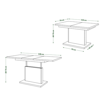 Astrid Mini - 2 in 1 Extending Coffee / Dining Table - Sonoma Oak