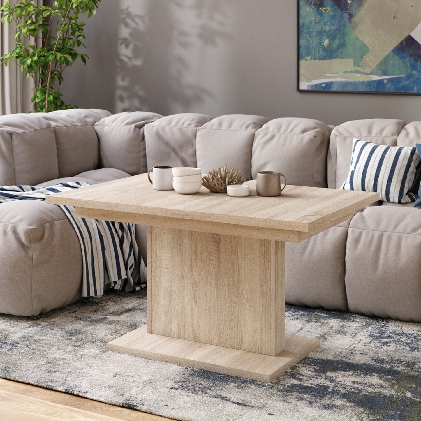 Astrid Mini - 2 in 1 Extending Coffee / Dining Table - Sonoma Oak