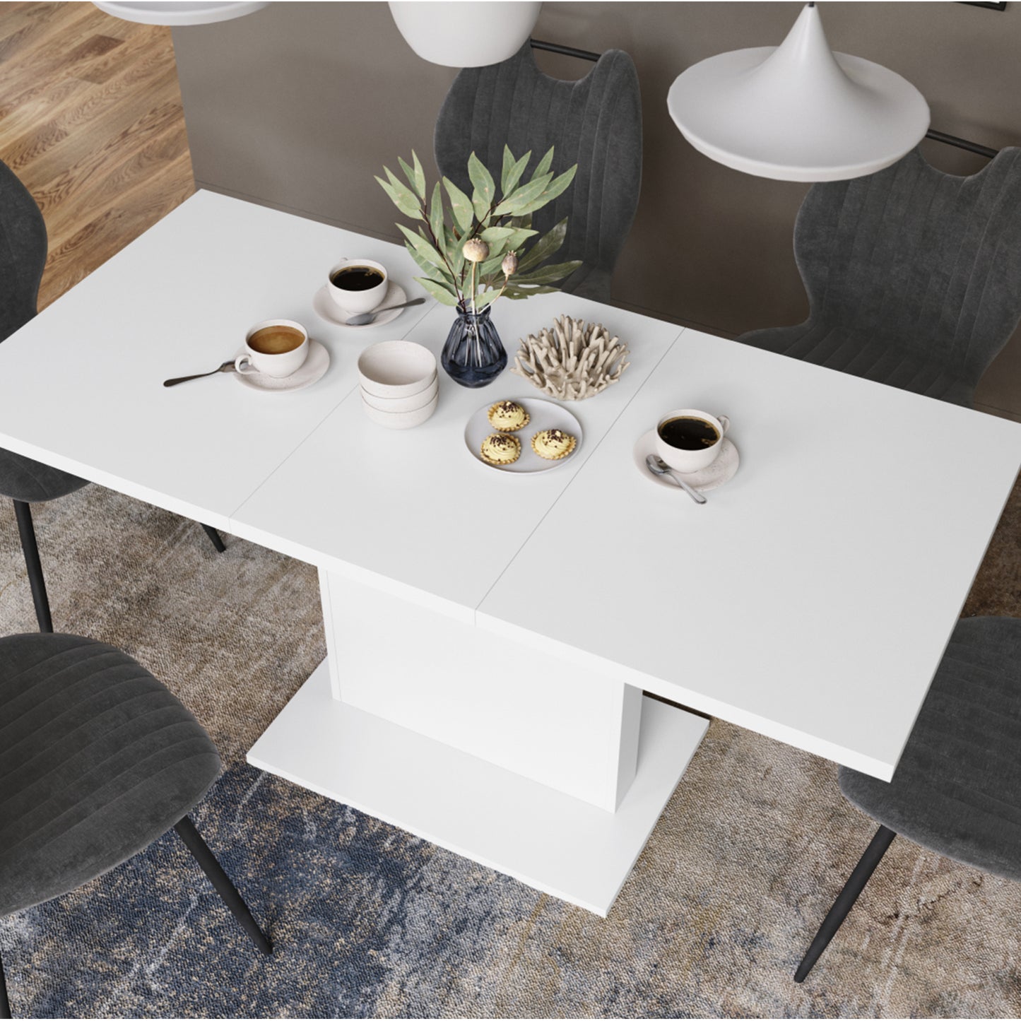 Astrid Mini - 2 in 1 Extending Coffee / Dining Table - White