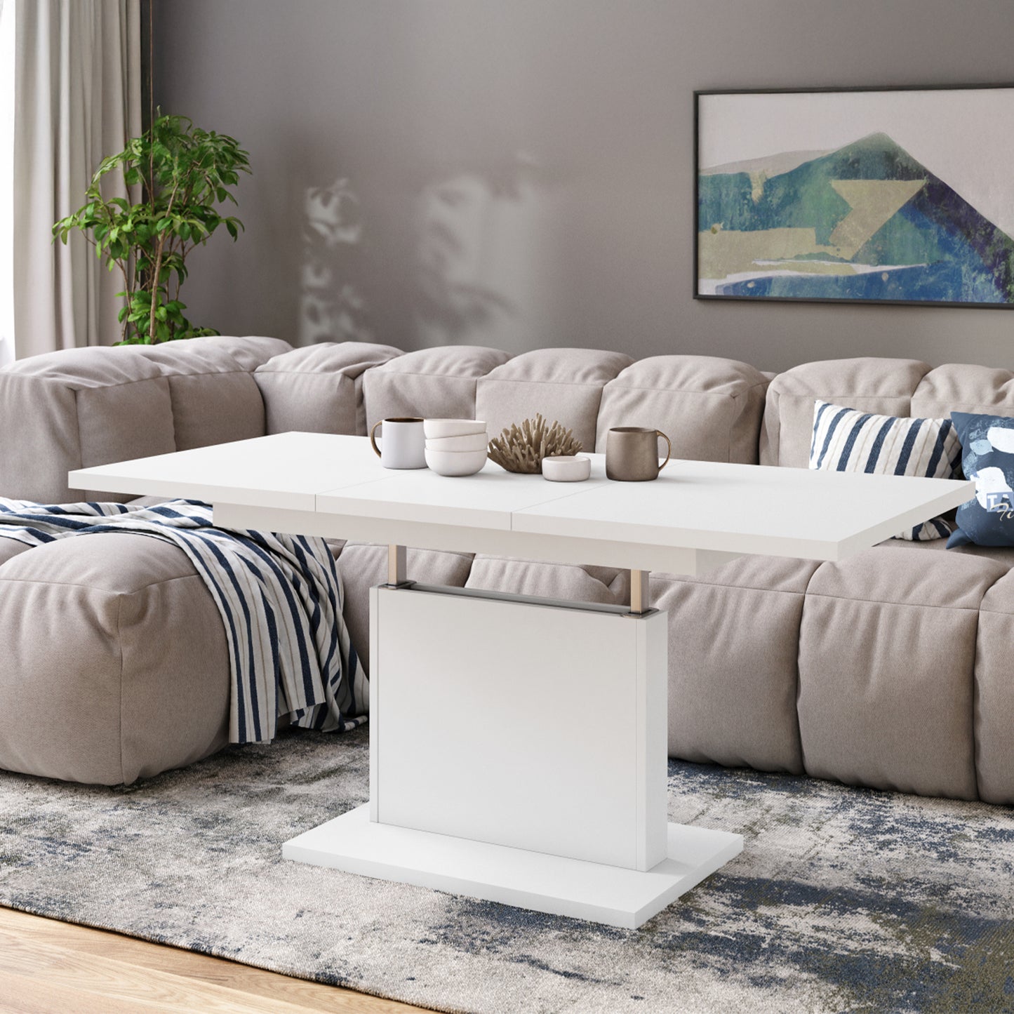 Astrid Mini - 2 in 1 Extending Coffee / Dining Table - White