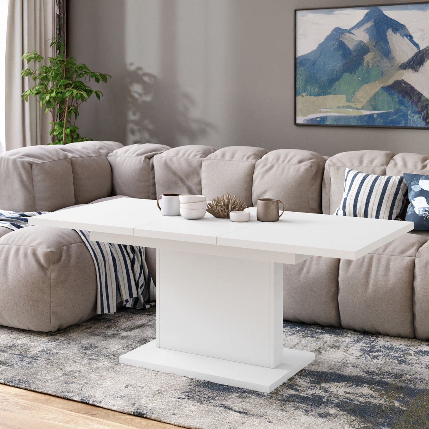 Astrid Mini - 2 in 1 Extending Coffee / Dining Table - White