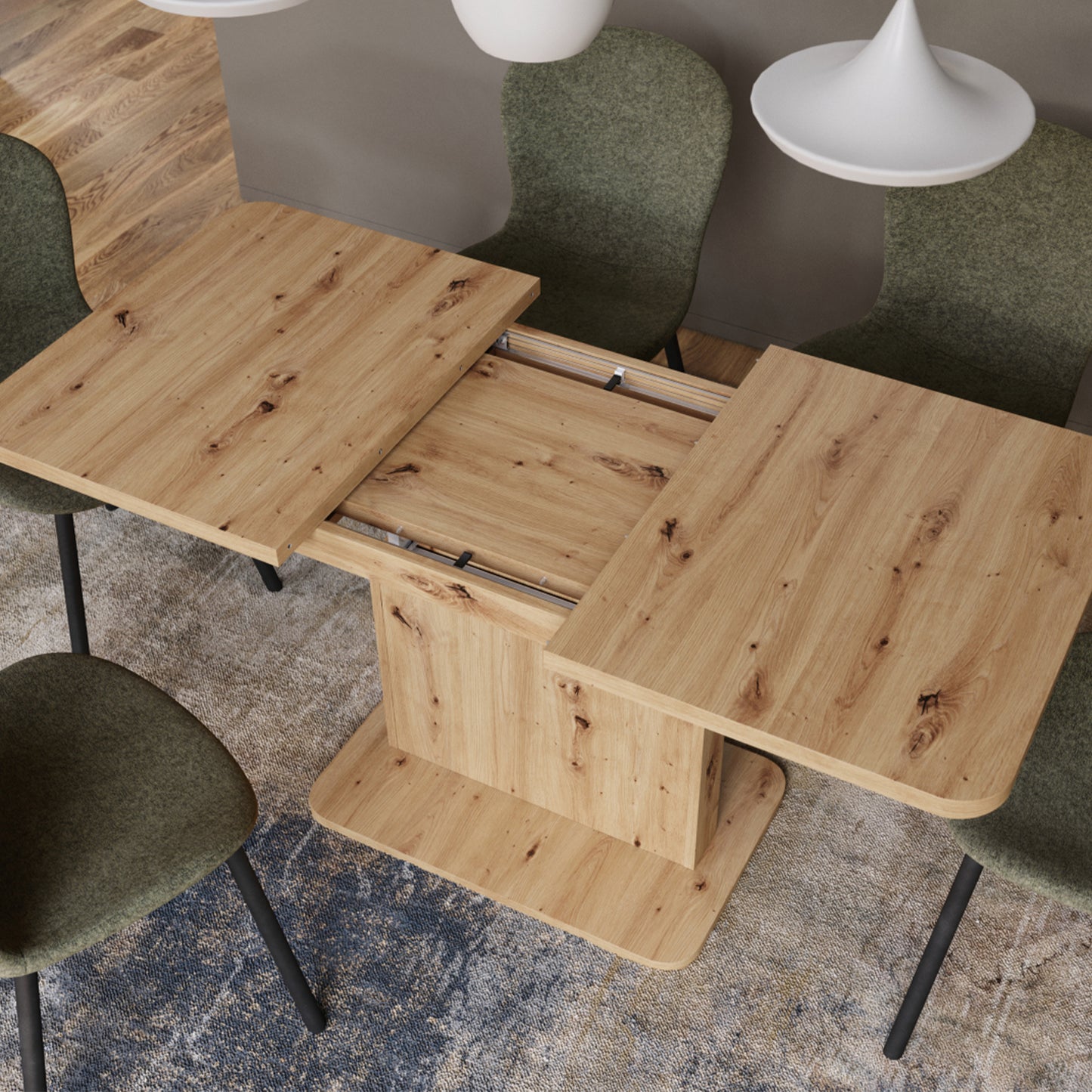 Astrid Mini Z- Rozkładany Stolik Kawowy i Jadalniany 2 w 1 - Dąb Artisan