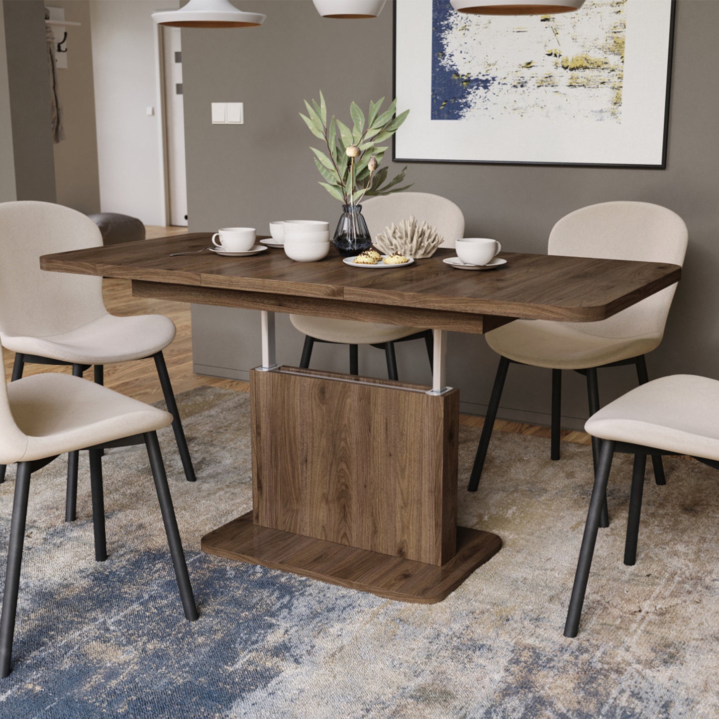 Astrid Mini Z - 2 in 1 Extending Coffee / Dining Table - Elegant Walnut