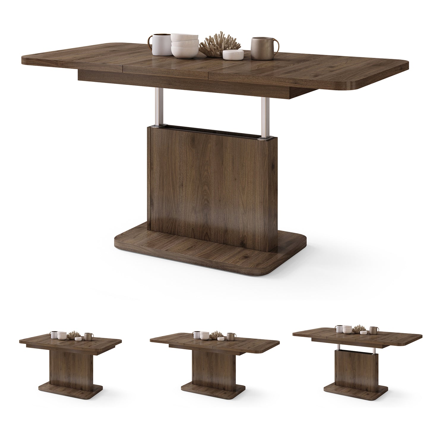 Astrid Mini Z - 2 in 1 Extending Coffee / Dining Table - Elegant Walnut