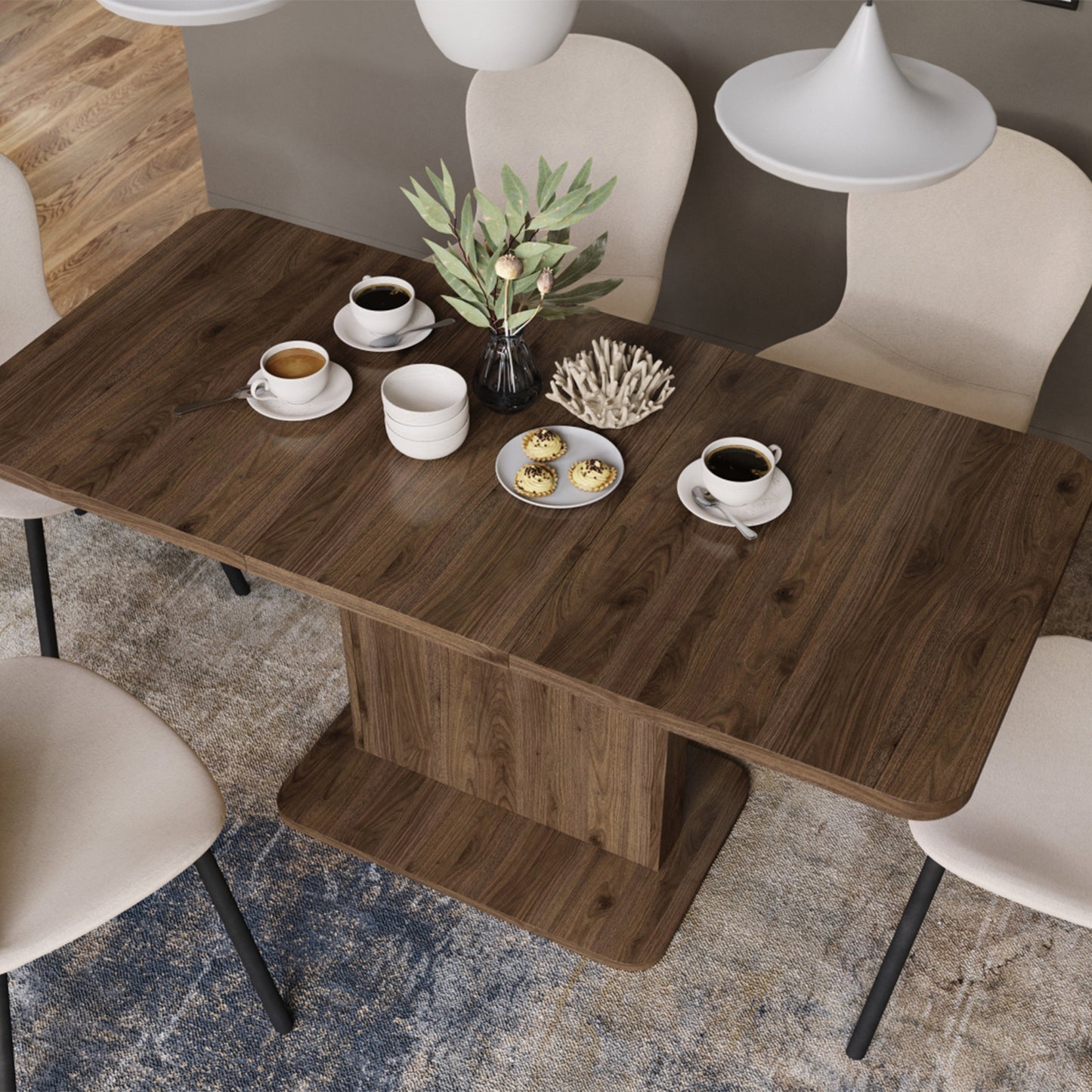 Astrid Mini Z - 2 in 1 Extending Coffee / Dining Table - Elegant Walnut