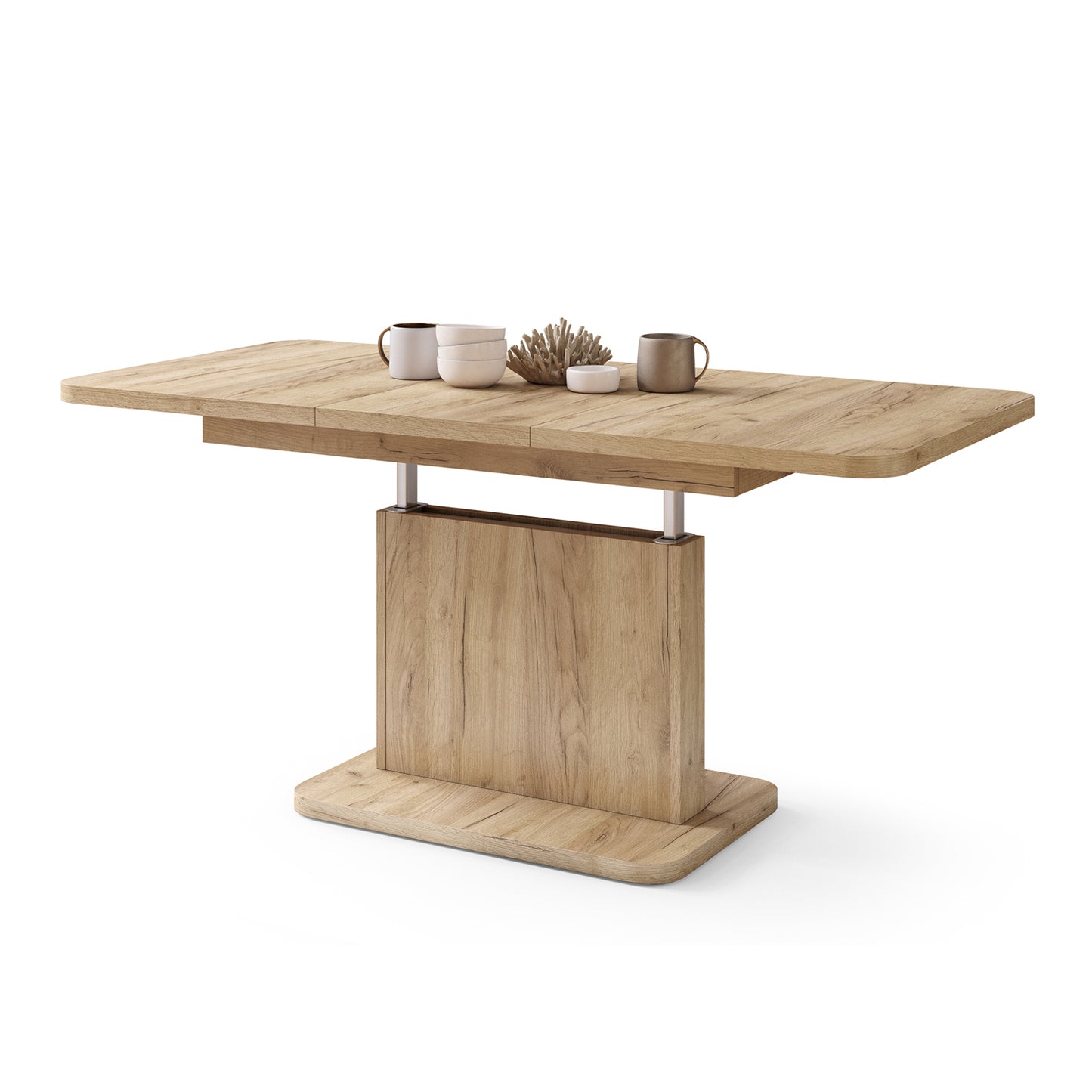 Astrid Mini Z - 2 in 1 Extending Coffee / Dining Table - Gold Craft Oak