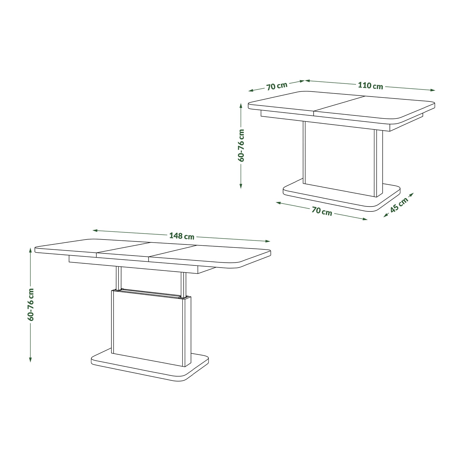 Astrid Mini Z - 2 in 1 Extending Coffee / Dining Table - White