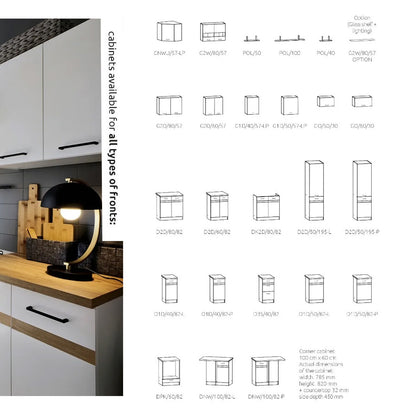 Summer 5 Unit Kitchen Cabinets Set 170cm - Graphite / Bernstein Oak