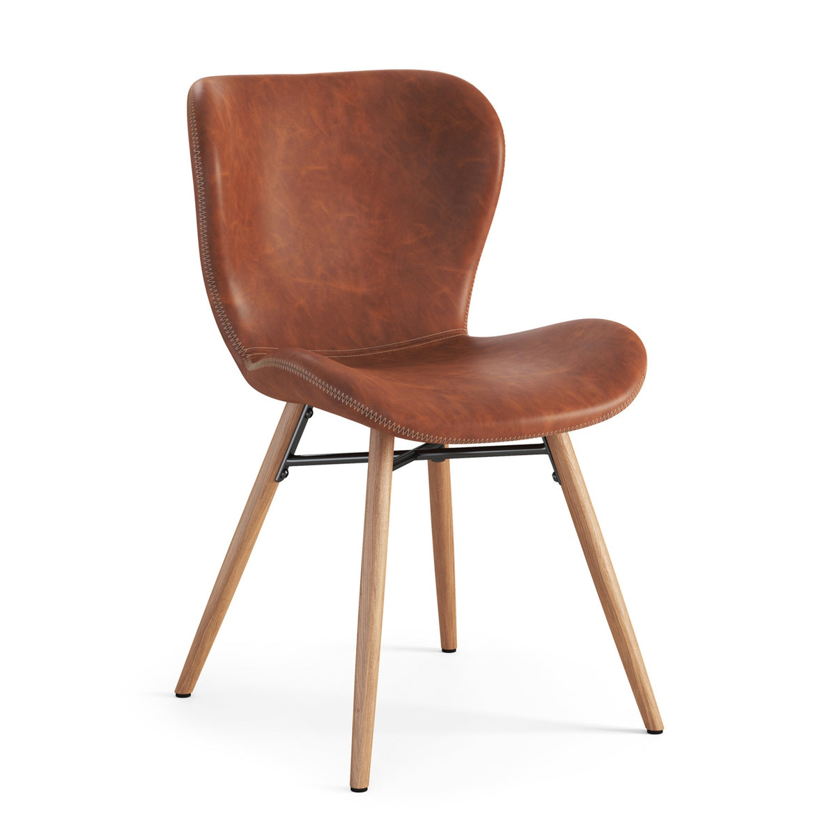 Altea Set of 2 Faux Leather Dining Chairs with Oak Legs - Retro Brandy
