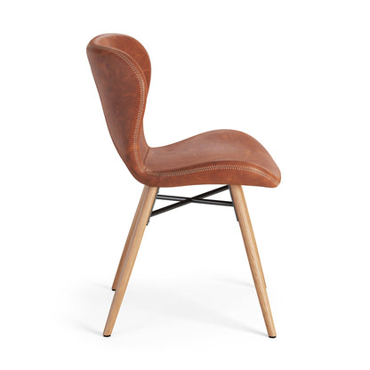 Altea Set of 2 Faux Leather Dining Chairs with Oak Legs - Retro Brandy