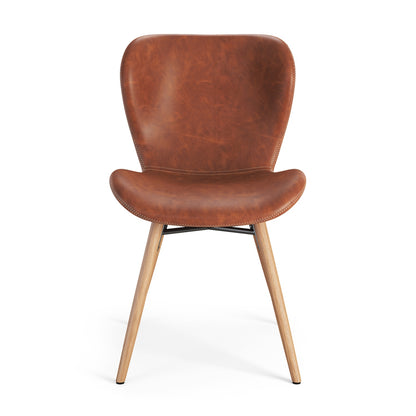 Altea Set of 2 Faux Leather Dining Chairs with Oak Legs - Retro Brandy