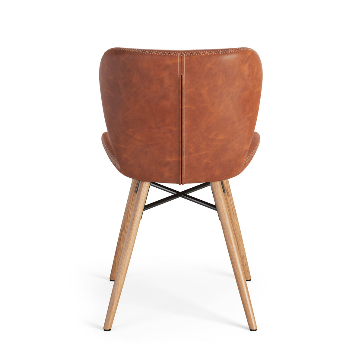 Altea Set of 2 Faux Leather Dining Chairs with Oak Legs - Retro Brandy