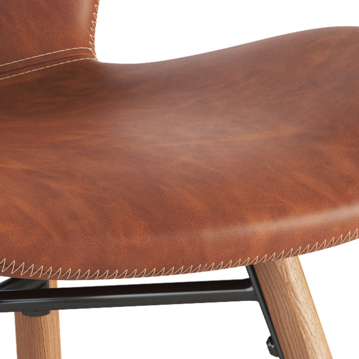 Altea Set of 2 Faux Leather Dining Chairs with Oak Legs - Retro Brandy