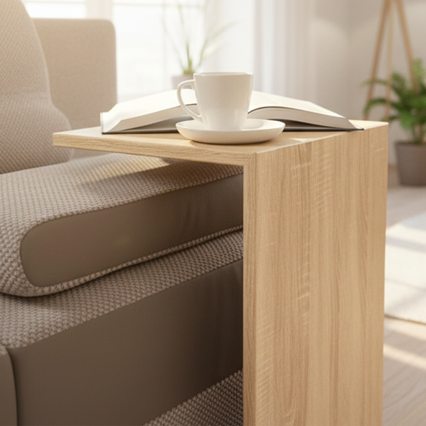 C-Shaped End Table Perfect for Sofa, Bed or Lounge Area - Oak Sonoma