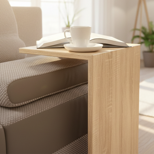 C-Shaped End Table Perfect for Sofa, Bed or Lounge Area - Oak Sonoma