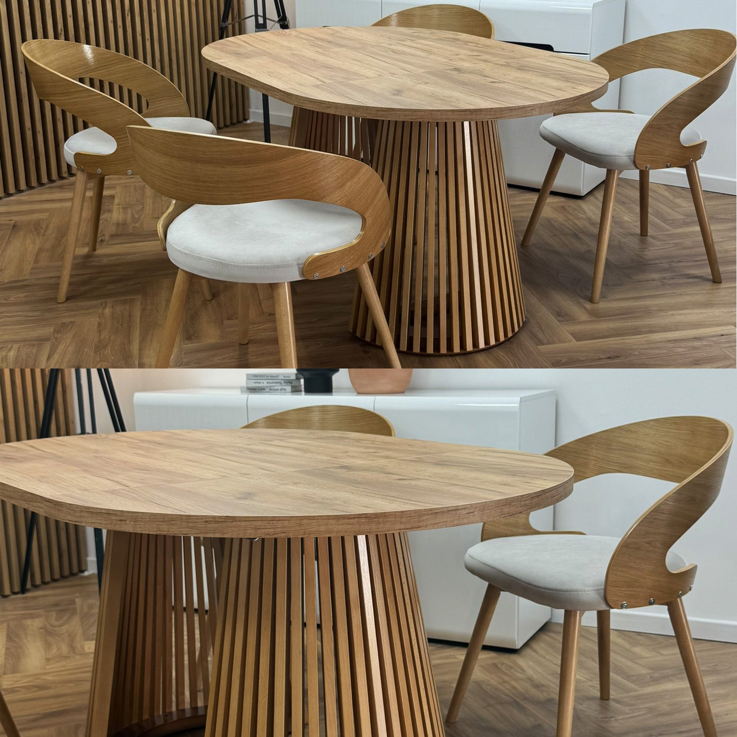 Ruston Scandinavian Style Set of 4 Wooden Chairs - Natural Beech / Light Grey