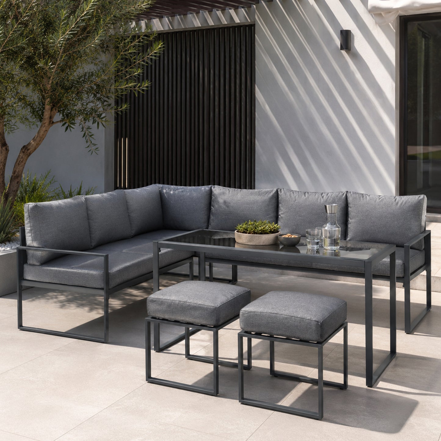 Evora Metal Frame Outdoor Lounge Set - Graphite