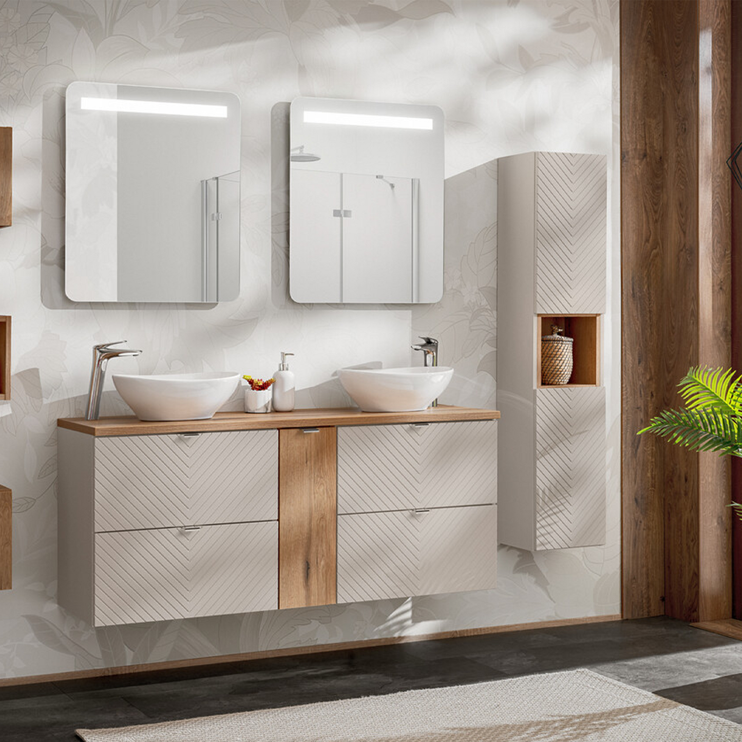 Viva 80cm Bathroom Cabinet with Oval Basin - Cashmere