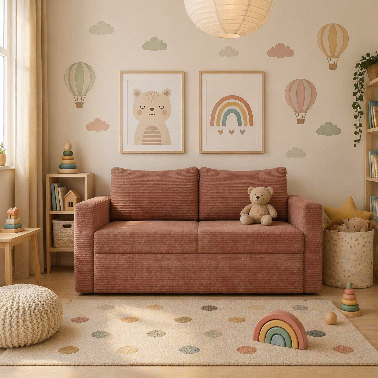 Sofi Two Seater Sofa Bed with Storage - Pink