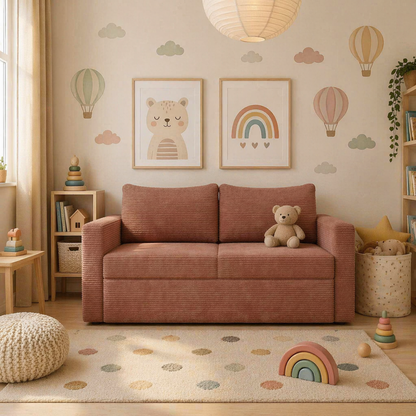 Sofi Two Seater Sofa Bed with Storage - Pink