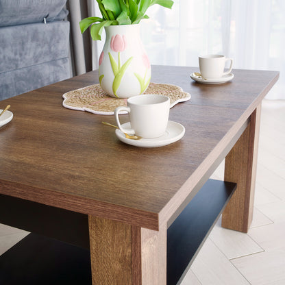 Alva 2 in 1 Extending Coffee / Dining Table 110-150cm - Brown Oak / Black
