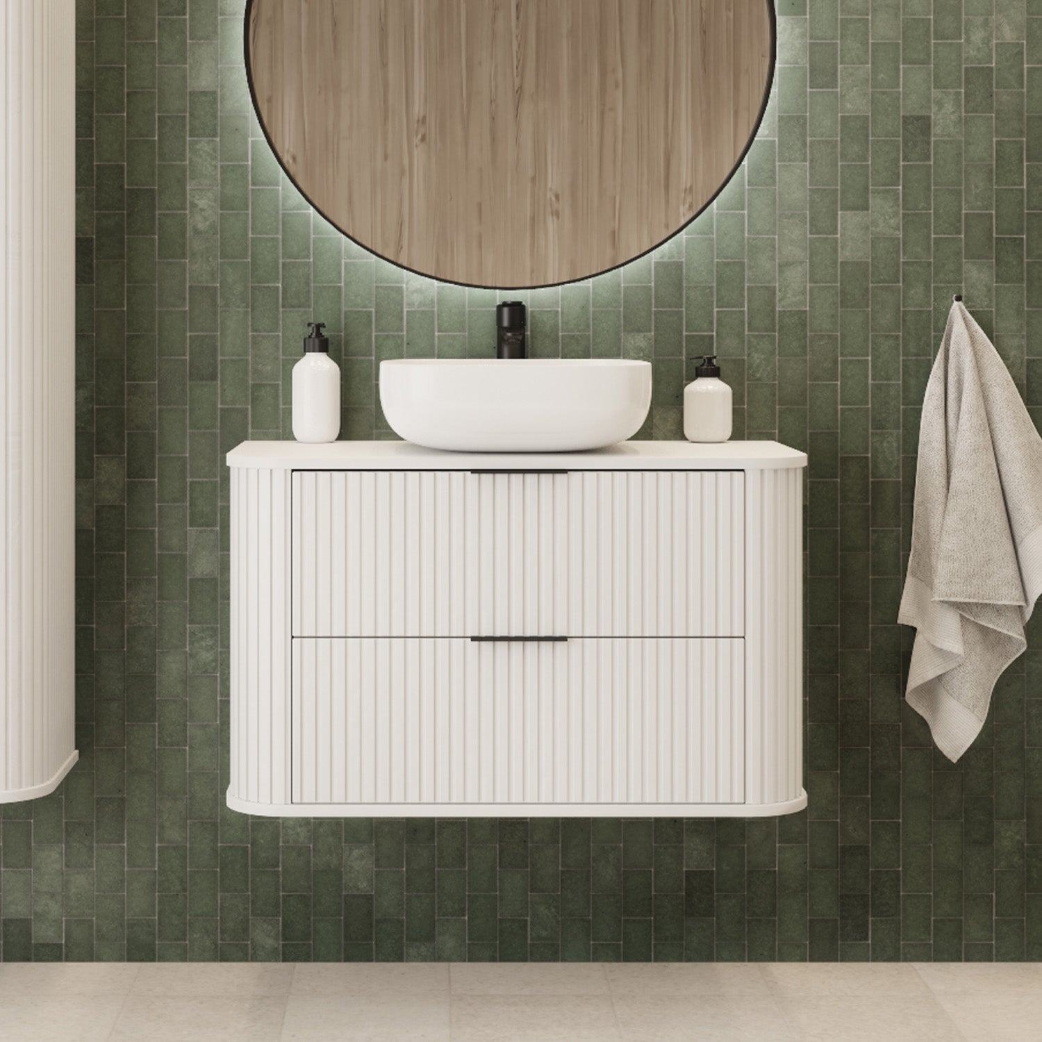 Elegance Glamour Style 2 Drawer Bathroom Wall Vanity Cabinet 60cm - White