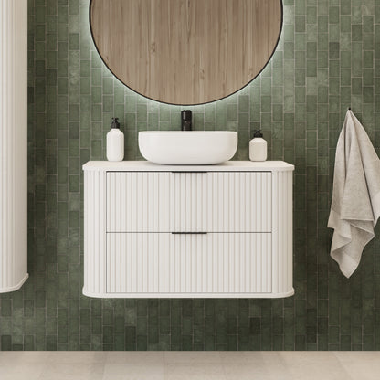 Elegance Glamour Style 2 Drawer Bathroom Wall Vanity Cabinet 60cm - White