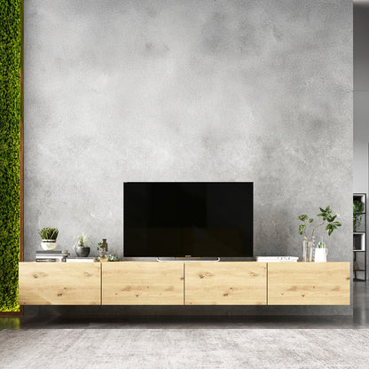 Enjoy Minimalist Wall-Mounted TV Unit – 4-Door Wide Design - Oak Artisan