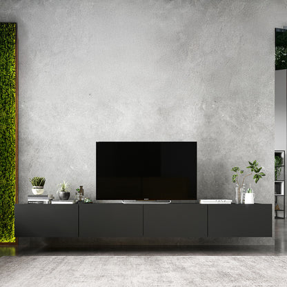 Enjoy Minimalist Wall-Mounted TV Unit – 4-Door Wide Design - Graphite