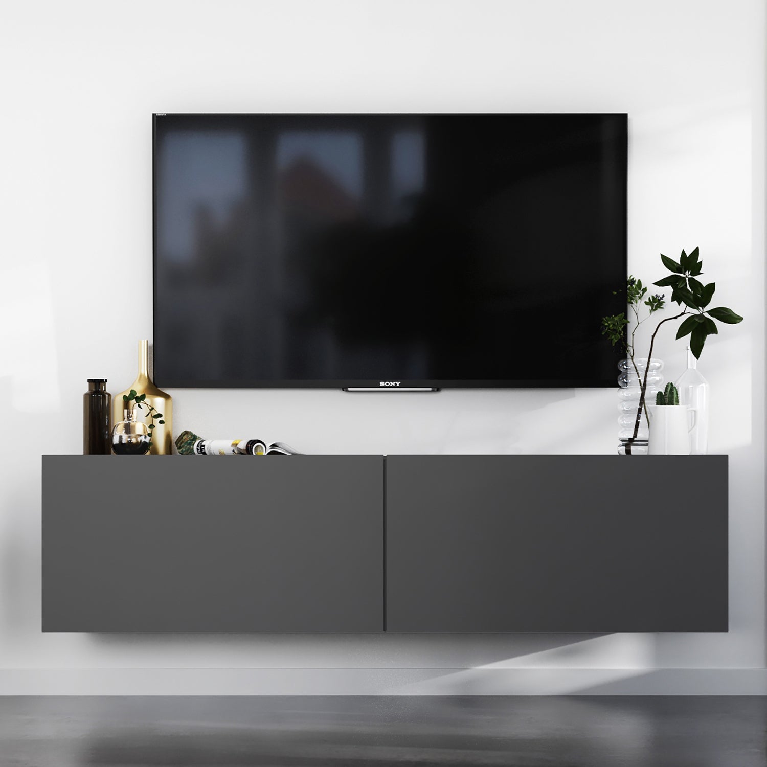 Enjoy Minimalist Wall-Mounted TV Unit – Graphite
