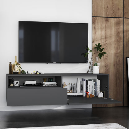 Enjoy Minimalist Wall-Mounted TV Unit with Open Shelf - Graphite