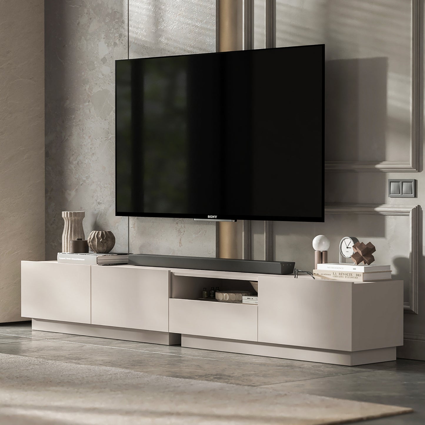 Enjoy 240 Modern Style TV Stand Unit with Open Shelf - Cashmere