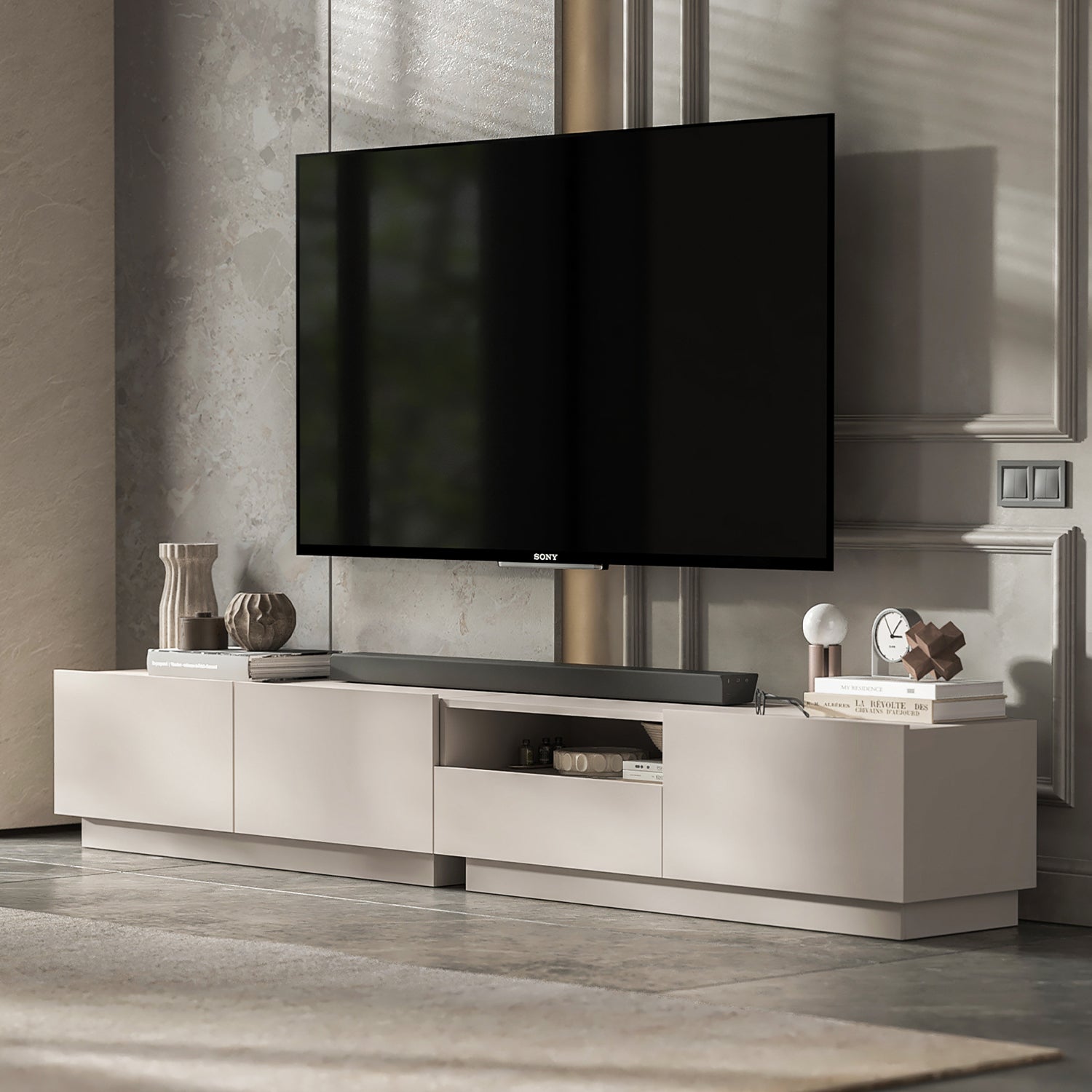 Enjoy 240 Modern Style TV Stand Unit with Open Shelf - Cashmere