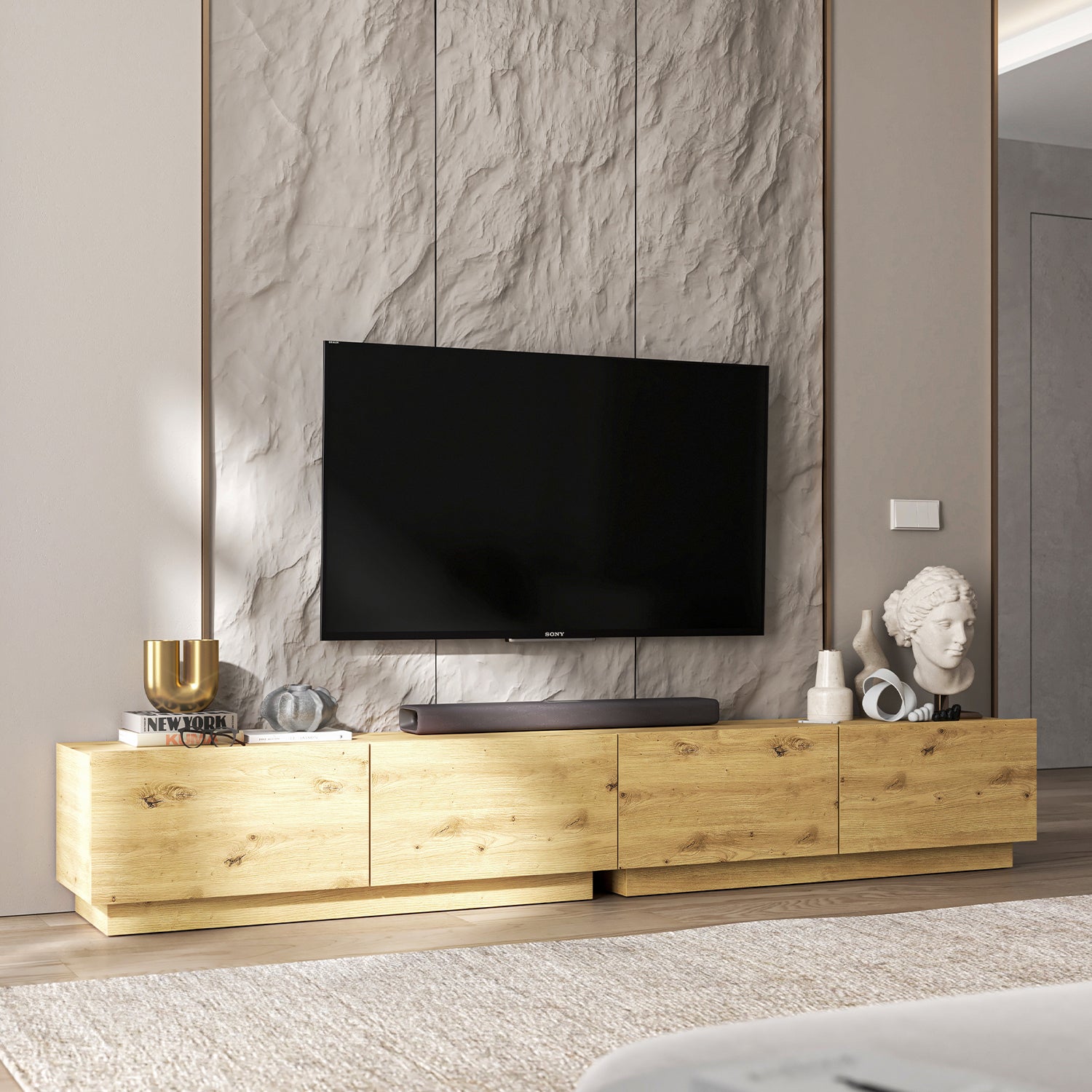 Enjoy 240 Modern Style TV Stand Unit with 4 doors - Oak Artisan
