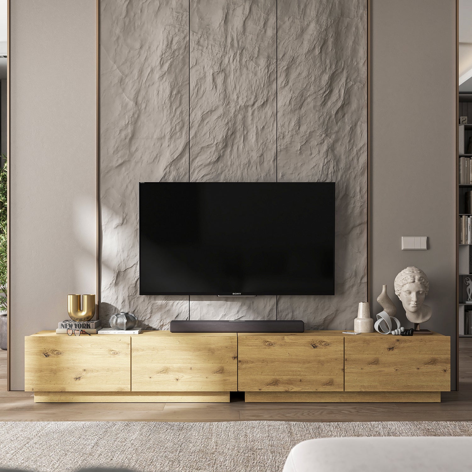 Enjoy 240 Modern Style TV Stand Unit with 4 doors - Oak Artisan