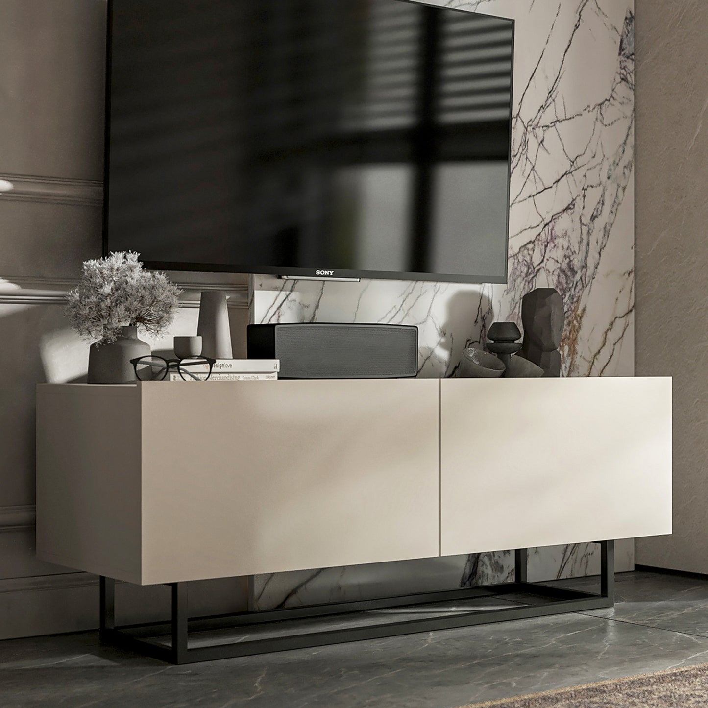 Enjoy Minimalist Wall-Mounted TV Unit – Cashmere