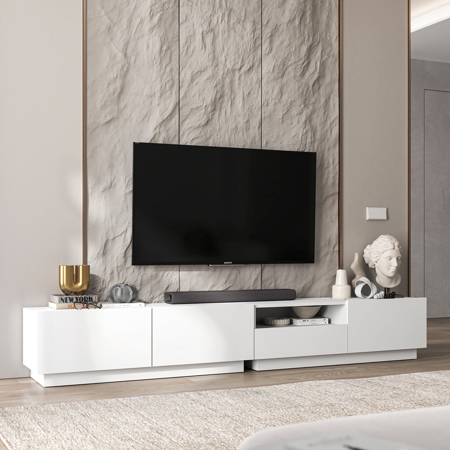 Enjoy 240 Modern Style TV Stand Unit with Open Shelf - White