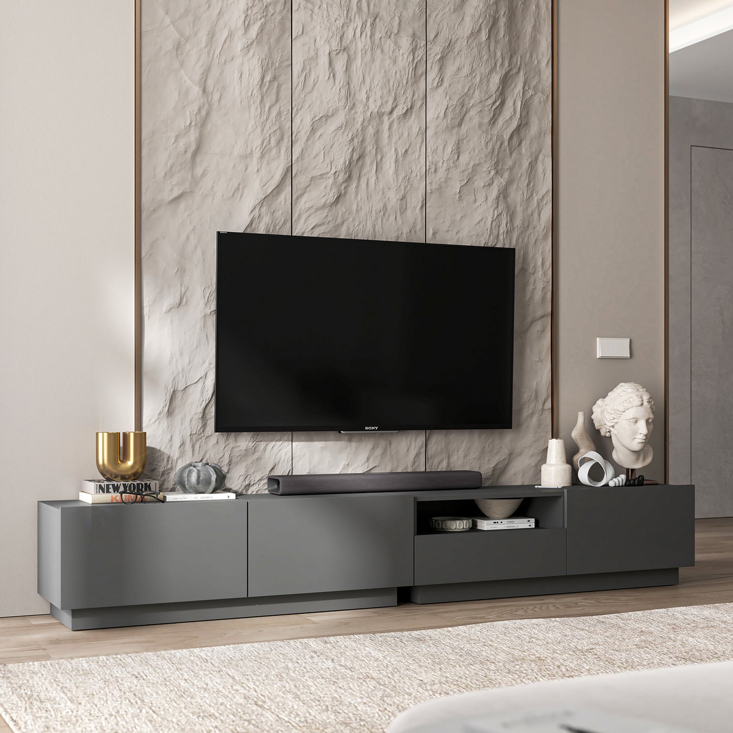 Enjoy 240 Modern Style TV Stand Unit with Open Shelf - Graphite