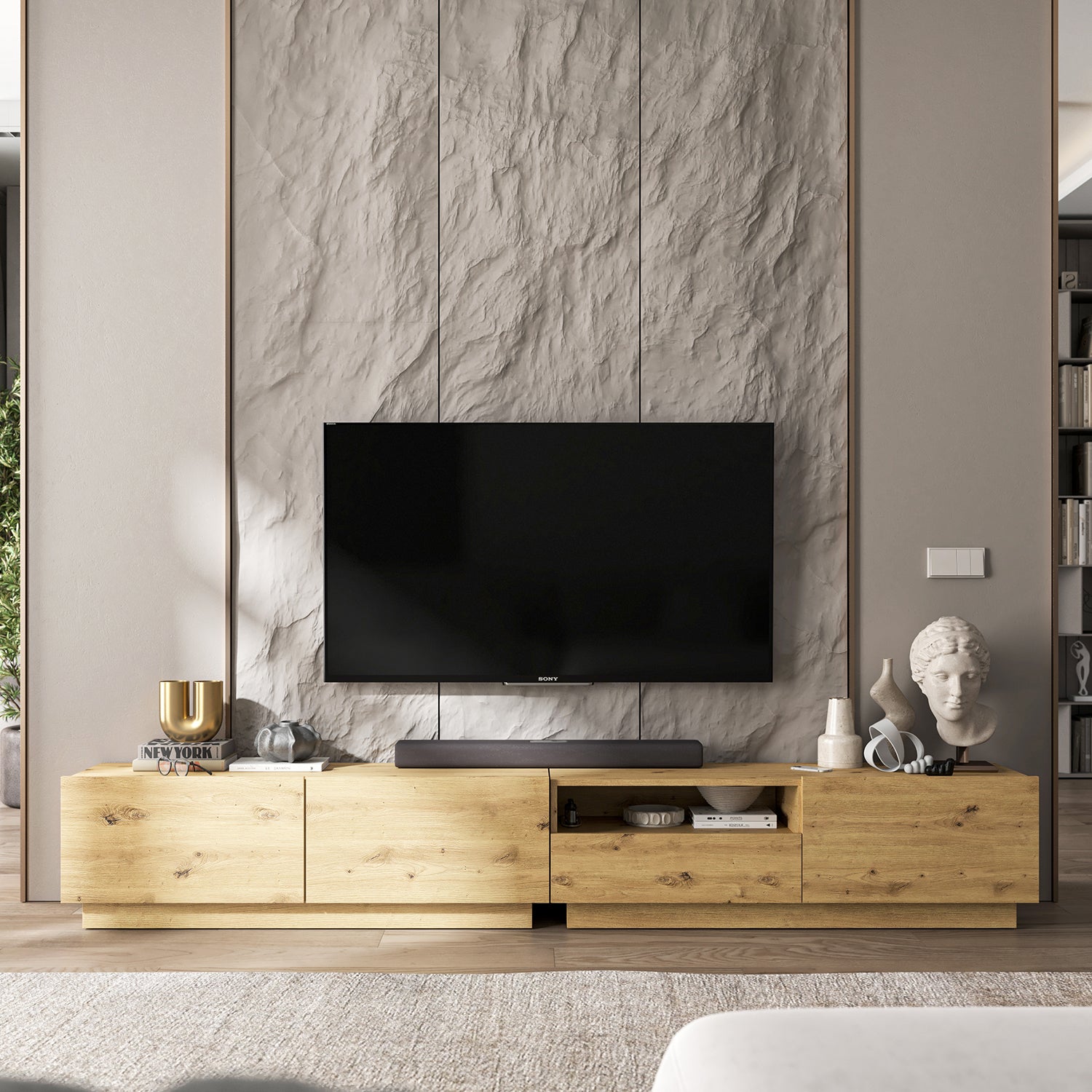 Enjoy 240 Modern Style TV Stand Unit with Open Shelf - Oak Artisan