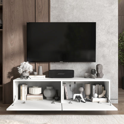 Enjoy Minimalist Stand TV Unit 2-Door Design - White