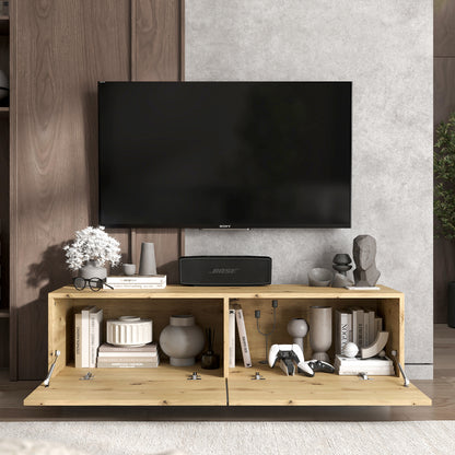 Enjoy Minimalist Stand TV Unit 2-Door Design - Oak Artisan