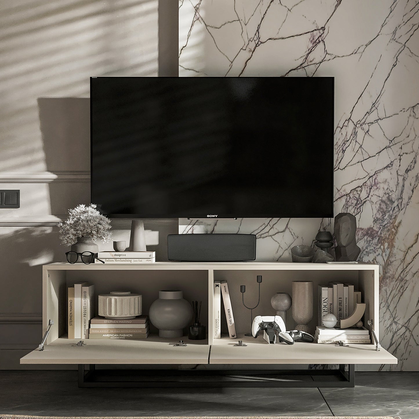 Enjoy Minimalist Wall-Mounted TV Unit – Cashmere