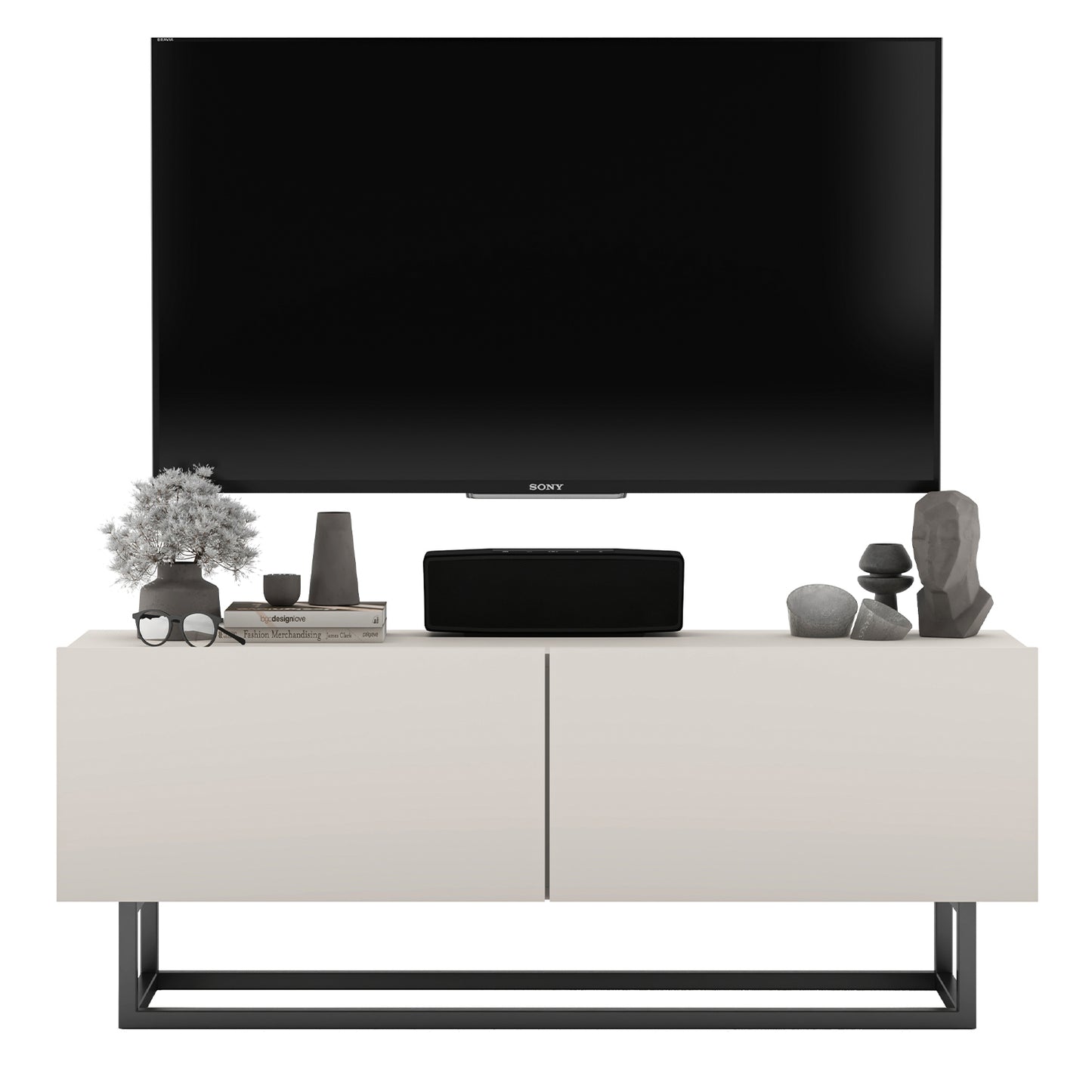 Enjoy Minimalist Freestanding TV Unit with Metal Base – Cashmere