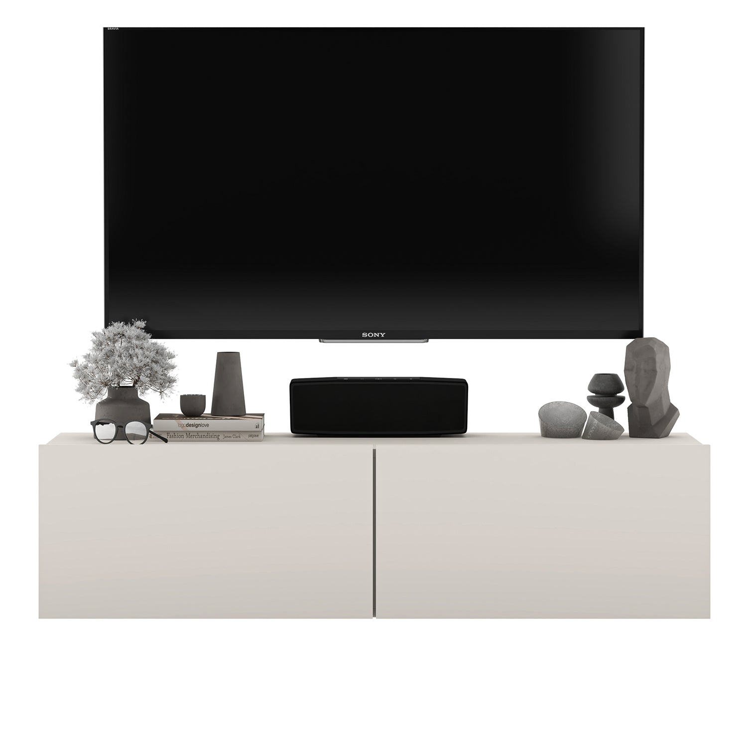 Enjoy Minimalist Stand TV Unit 2-Door Design - Cashmere