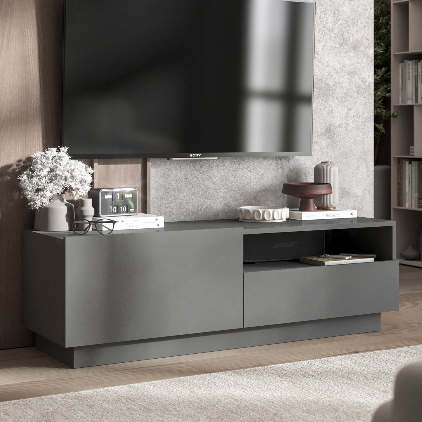 Enjoy Minimalist Stand TV Unit with open shelf - Graphite